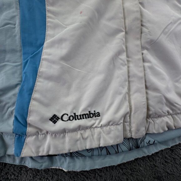 Columbia Jacket Girls Medium 10-12 White Blue Full Zip Hooded Whirlibird Youth - Picture 11 of 16